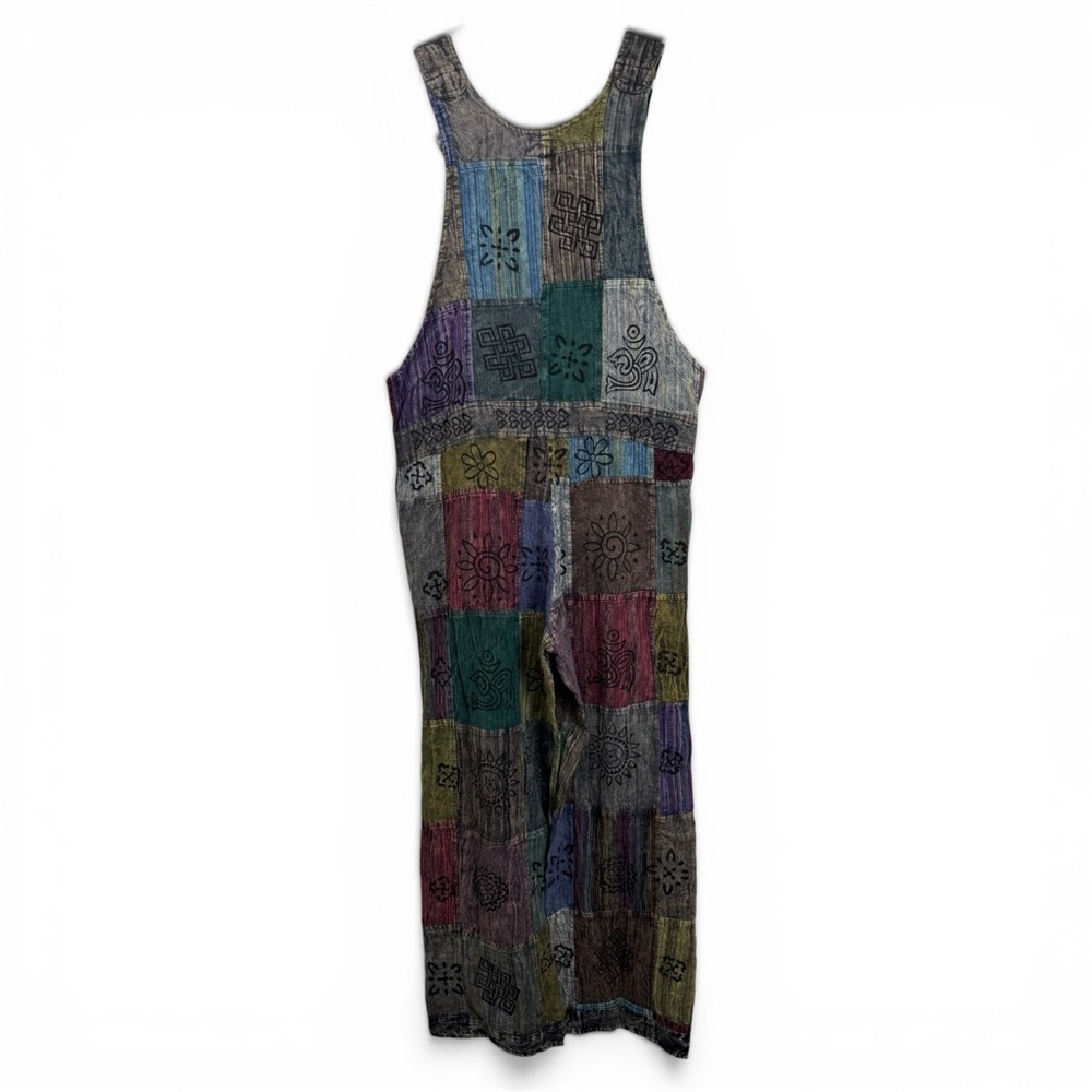 Ark Imports Enya Hand Printed Patchwork Cotton Overalls Women’s Size Small - Picture 4 of 10